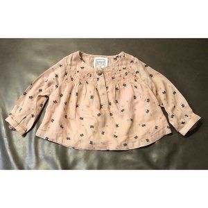 NWT Bonheur Du Jour Paris Pink Smocked Cat Blouse